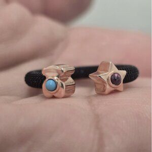 Tous Super Power Open Ring In Steel and Rose Vermeil Silver Size 7